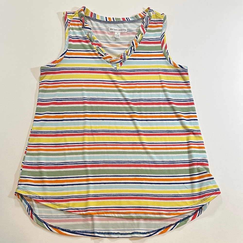 New York Laundry Women's Multi-Color Striped Sleeveless Tank Top Size M